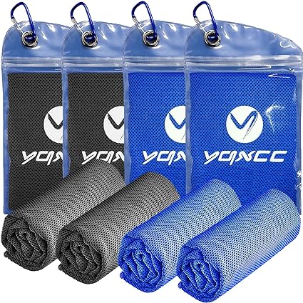 Photo 1 of YQXCC 4 Pack Cooling Towels, Cool Towel, Soft Breathable Chilly Towel, Microfiber Ice Cold Towel for Yoga, Golf, Gym, Camping, Running, Fitness, Workout & More Activities
