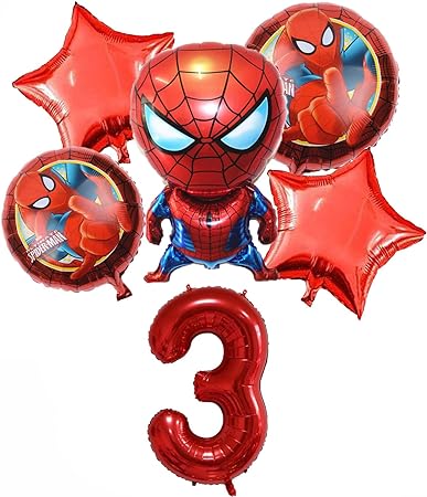 Photo 1 of 6PCS Superhero Spiderman-themed 3rd Birthday Decorations Red Number 3 Balloon 32 Inch | The Spiderman Birthday Balloons for Kids Birthday Baby Shower Party Decorations (Spiderman3rd Birthday) 