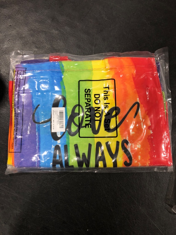 Photo 1 of "Love always wins" tote bags. 4pk