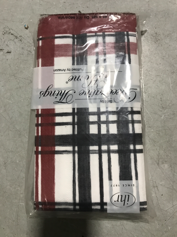 Photo 2 of Christmas Holiday Guest Towels 32 CT - Decorative Paper Napkins for Buffet Kitchen or Bathroom Fingertip Hand Towels, Boston Plaid Design