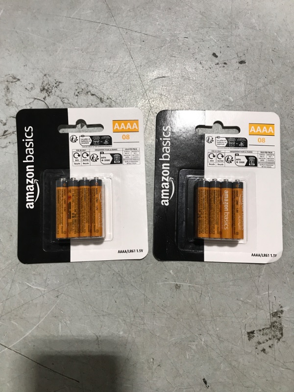 Photo 2 of 2 Pack Amazon Basics (Pack of 8) AAAA Alkaline High-Performance Batteries, 1.5 Volt, 3-Year Shelf Life 8 AAAA