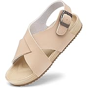Photo 1 of  Kids Sandals Cross Strappy Open Toe Plat Girl Boy Summer Shoes for Indoor and Outdoor Use Big Kid 4