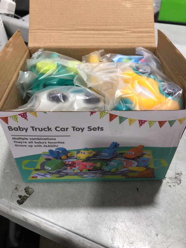 Photo 2 of ALASOU 8 Sets Baby Truck Car Toy and Playmat/Storage Bag|Baby Toys 12-18 Months|Toys for 1 2 3 Year Old Boy|1st Birthday Gifts for Infant Toddlers