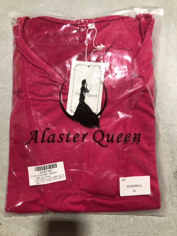 Photo 1 of Alaster Women's Summer T Shirt Dresses Short Roll Sleeve Flowy Swing Ruffle Dress Tie Waist with Pockets for Women X-Large Hot Pink