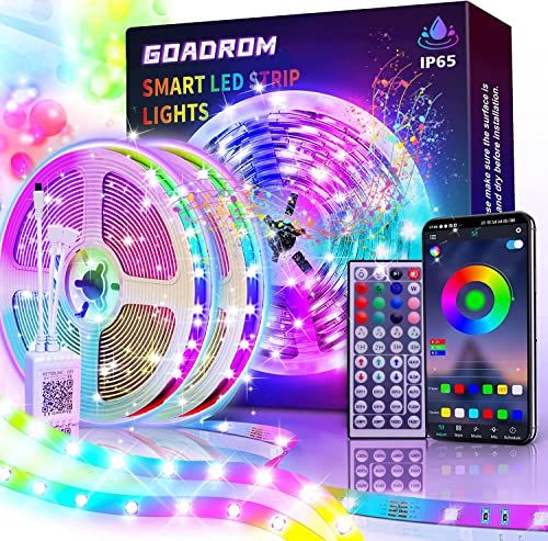 Photo 1 of GOADROM Outdoor LED Strip Lights, 66Ft Music Sync RGB LED Strip Lights with App Remote Control, Waterproof Color Changing Dimmable Tape Exterior Lighting Kit for Balcony, Deck, Roof, Garden, Pool……
