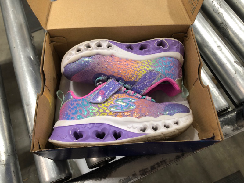 Photo 3 of Skechers Kids Girls Flutter Heart Lights-Loves Sneaker, Lavender/Multi, 11 Little Kid