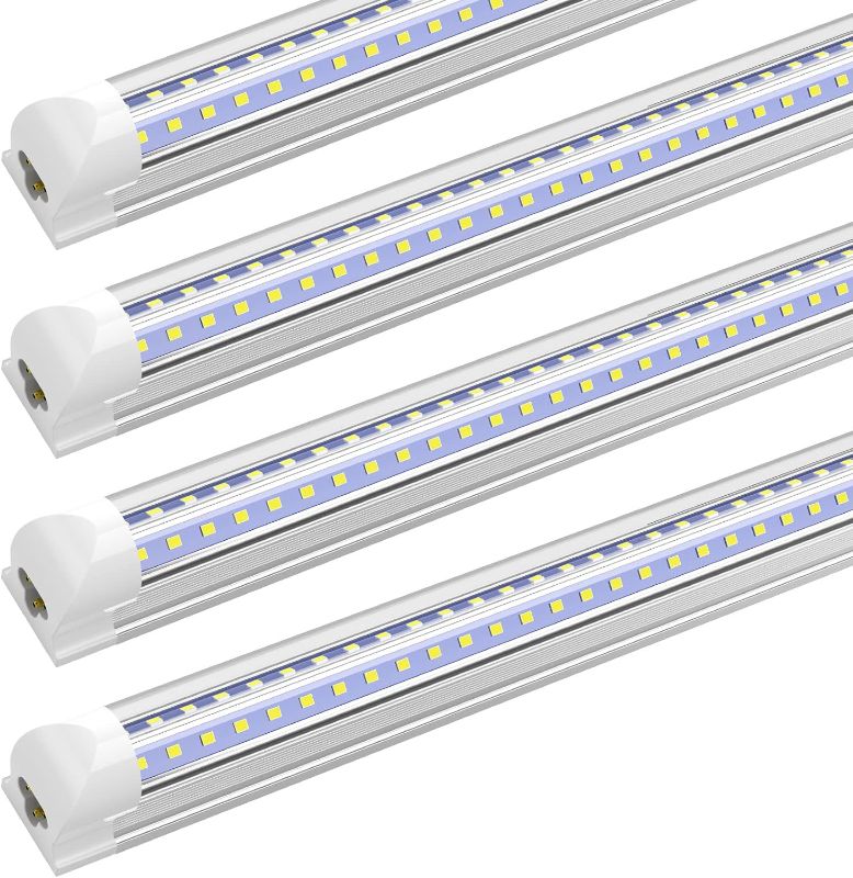 Photo 1 of  LED Shop Light 4FT, 36W 4680LM 6000K Cool White, V Shape, T8 4 Foot LED Tube Light Fixtures for Garage, Basement, Plug and Play, 4 Pack