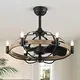 Photo 1 of 27-Inch Wood Grain Ceiling Fan with Light Remote Control 6-Light Wagon Wheel Farmhouse Ceiling Fans Caged Chandelier Fan