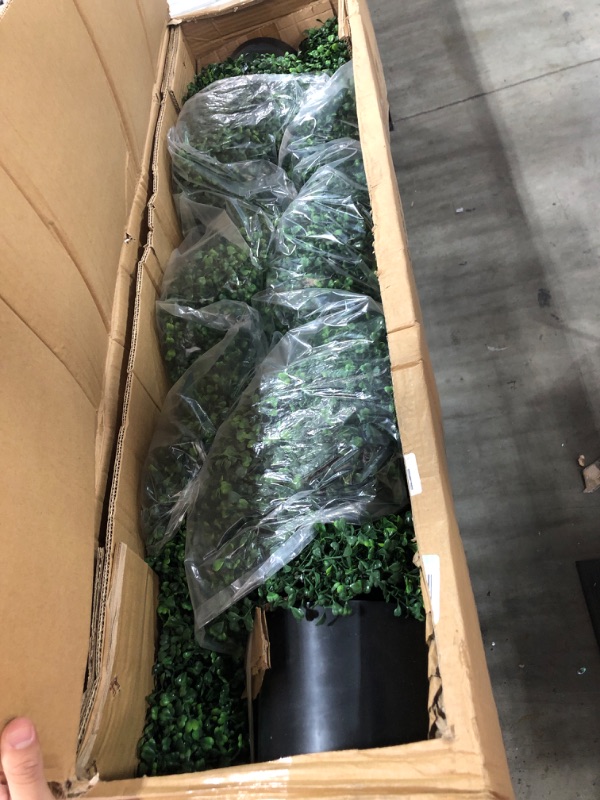 Photo 1 of 4' Spiral Boxwood Artificial Topiary Trees Indoor or Outdoor in Plastic Pot Front Porch Decor (2 Pack Lush) 2 M-48''