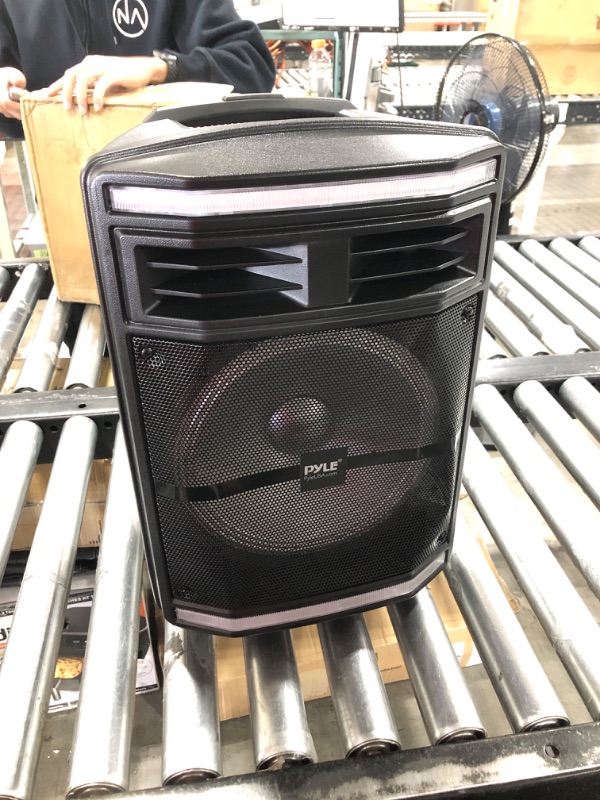 Photo 2 of Portable Bluetooth PA Speaker System - 600W Bluetooth Speaker Portable PA System W/ Rechargeable Battery 1/4" Microphone In, Party Lights, MP3/USB SD Card Reader, Rolling Wheels - Pyle PPHP1044B