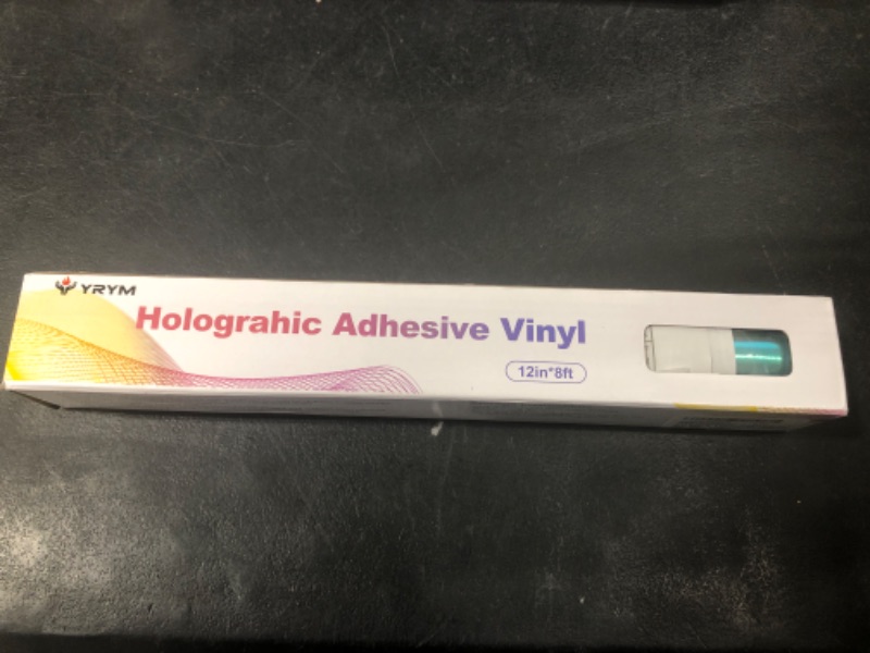 Photo 2 of YRYM Holographic Vinyl Water Blue Holographic Permanent Adhesive Craft Vinyl Roll 12" x 8 ft Works for Craft Decoration, Home Decor, Logo, Letters, Banners
