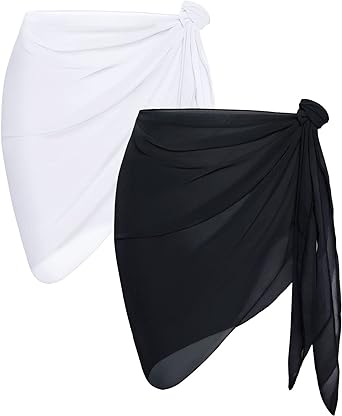 Photo 1 of CHICGAL 2 Pieces Women Beach Sarong Bathing Suit Wrap Skirt Sheer Bikini Swimsuit Cover Ups for Swimwear 