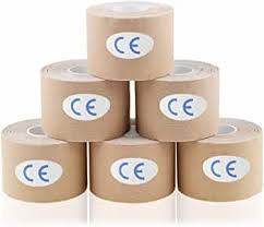 Photo 1 of 6 Pack of Waterproof Latex Free Kinesiology Recovery Tape 2 in x 16 ft Uncut Per Roll (Beige)