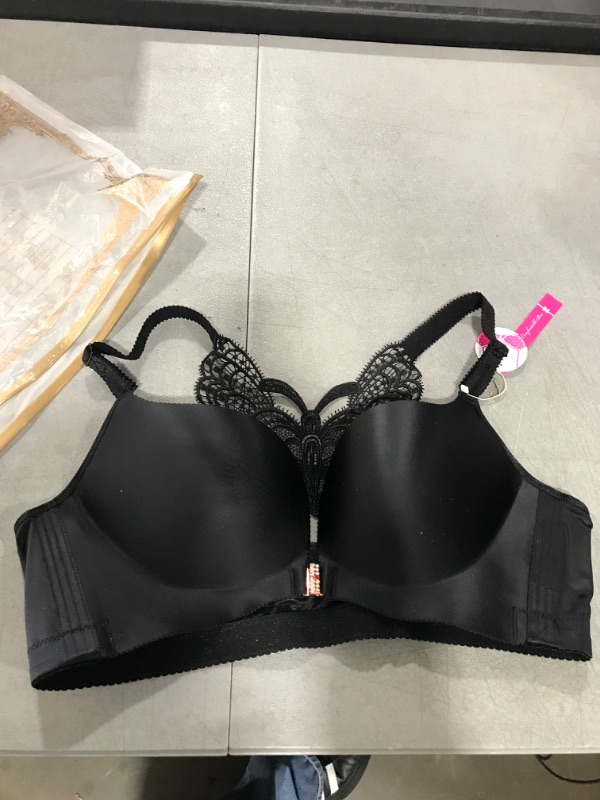 Photo 2 of 3/4 Cup Bra for Women Wireless Oversized Front Closure Beautiful Back Minimizers Bra 48C Fits for US 44C Black