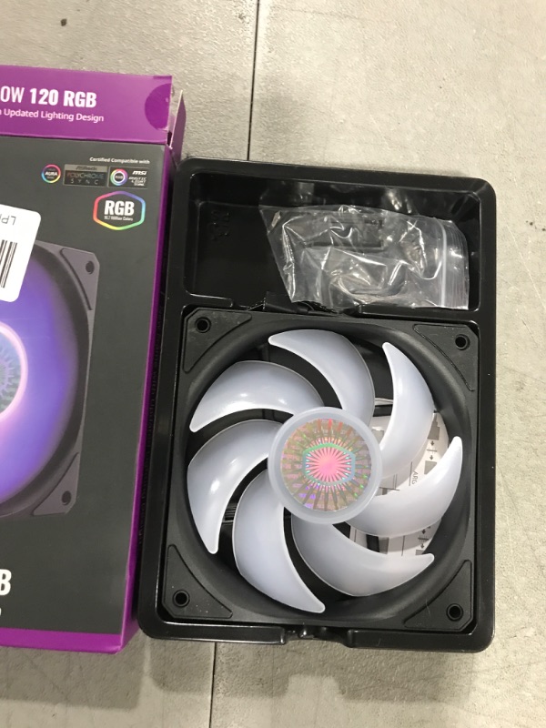 Photo 2 of Cooler Master SickleFlow 120 V2 RGB Square Frame Fan, RGB 4-Pin Customizable LEDs, Air Balance Curve Blade, Sealed Bearing, 120mm PWM Control for Computer Case & Liquid Radiator 120mm RGB Fan