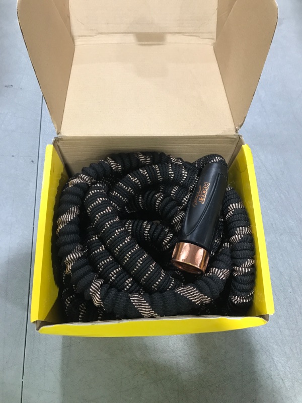 Photo 2 of 2024 Pocket Hose Copper Bullet AS-SEEN-ON-TV Expands to 50 ft REMOVABLE Turbo Shot Multi-Pattern Nozzle 650psi 3/4 in Solid Copper Anodized Aluminum Fittings Lead-Free Lightweight No-Kink Garden Hose