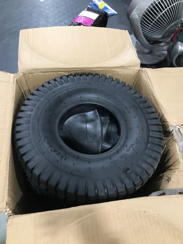 Photo 2 of (2-Set) AR-PRO 4.80/4.00-8" Tire and Inner Tube Set - Universal Replacement Tires and Inner Tubes with 15.5" Outer Tire Diameter and 4.80" Tire Width - Fits on Dollies, Trolleys, Wagons, and More