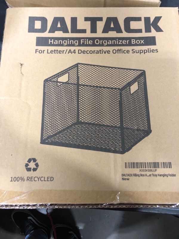 Photo 1 of DALTACK Hanging File Folder Organizer, Mesh Folder Box Includes 5 Grey Hanging File Folders, Letter-Size File Organizer for Desk, Folder Sorter Organizer for School Office Home,Black Large