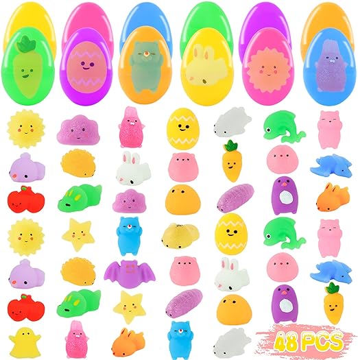Photo 1 of Alldriey 48 Pack Easter Basket Stuffers for Kids, Mini Mochi Squishy Squishies Toys Filled Easter Gifts Eggs, Sensory Toys Party Favors for Boy Girl Toddler
