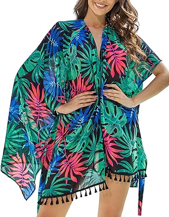 Photo 1 of AS ROSE RICH Kimonos for Women - Summer Swim Cover Up - Plus Size Floral Kimono Cardigans SIZE XL 