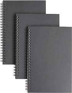 Photo 1 of Soft Cover Spiral Sketchpad Notebooks - Pack of Three - 8.25 inches by 5.5 inches - 100 Pages, 50 Sheets - Perfect for Travel 