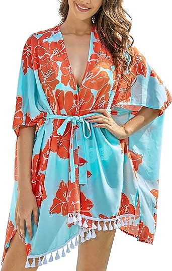 Photo 1 of AS ROSE RICH Kimonos for Women - Summer Swim Cover Up - Plus Size Floral Kimono Cardigan  SIZE 1X 