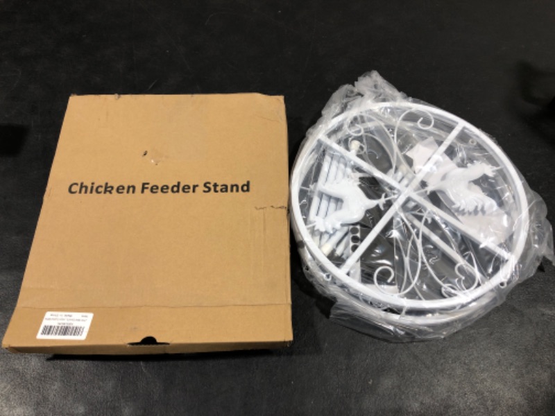 Photo 1 of 2 PCS Metal Stand for Chicken Feeder Waterer, Iron Stand Holder with 4 Legs, Round Supports Rack for Buckets Barrels Equipped Installed with Feeder Waterer Port, for Coop Poultry Indoor Outdoor?White? 