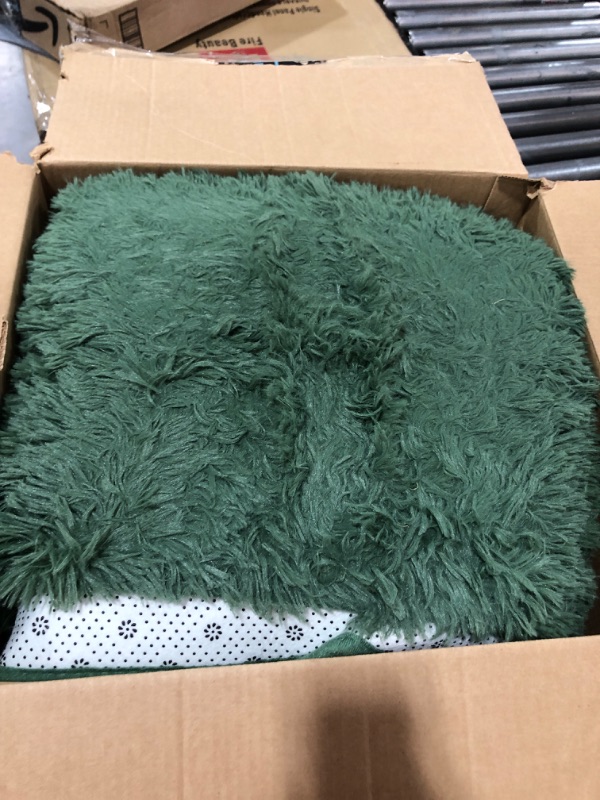 Photo 2 of Zedrew Deep-Green Area Rugs Fluffy Carpets, 6x9 Feet Extra Large Plush Rug for Bedroom Living Room, Anti-Skid Rectangular Modern Rug for Kids Girls Children Room, Shaggy Room Decor for Teenage 6x9 Feet Deep-green