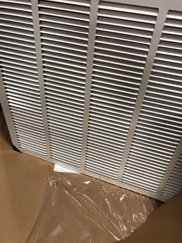 Photo 2 of 25" X 20" Steel Return Air Filter Grille for 1" Filter - Easy Plastic Tabs for Removable Face/Door - HVAC Duct Cover - Flat Stamped Face -White [Outer Dimensions: 26.75w X 21.75h]