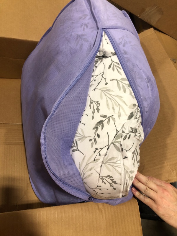 Photo 2 of Boppy Total Body Pregnancy Pillow with Easy-on Removable Pillow Cover in Gray Scattered Leaves for Full-body Support, Body Pillow for Pregnancy and Postpartum Positioning