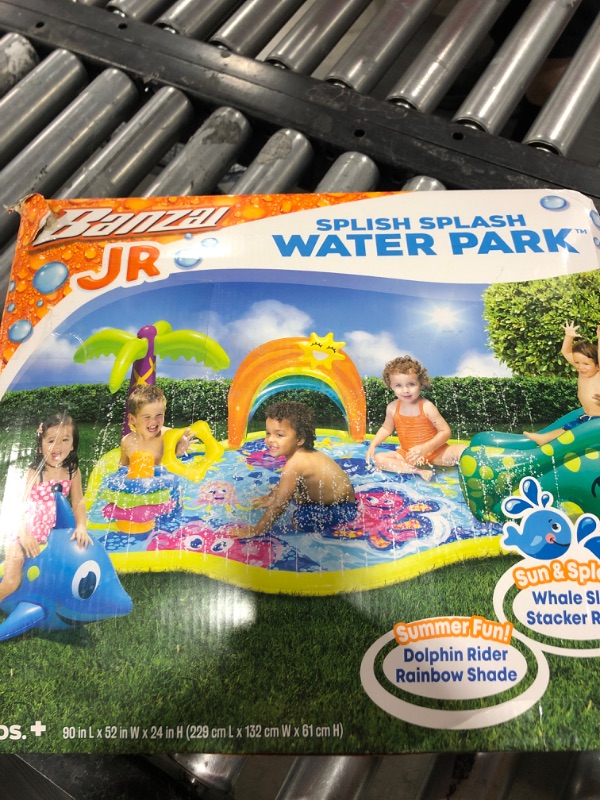 Photo 2 of BANZAI Splish Splash Water Park JR, Length: 90 in, Width: 52 in, Height: 24 in, Junior Inflatable Outdoor Backyard Water Splash Toy