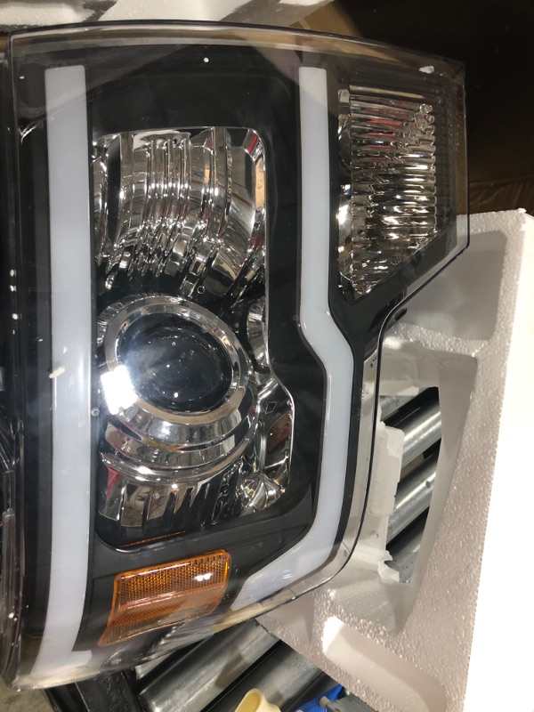 Photo 7 of Alpha Owls 8711514 Projector Headlights With Switchback Sequential LED Bar & Startup Light - Black Amber Fits 2009-2014 Ford F150 Halogen Models Halogen Projector LED Switchback Sequential Black Projector Headlights With Switchback Sequential LED Light Ba