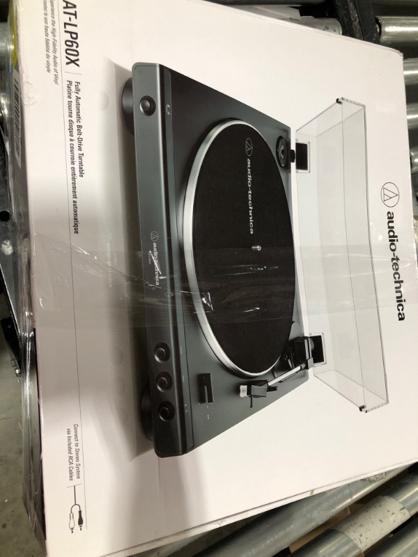 Photo 1 of Audio-Technica AT-LP60X-BK Fully Automatic Belt-Drive Stereo Turntable, Black, Hi-Fi, 2 Speed, Dust Cover, Anti-Resonance, Die-Cast Aluminum Platter
