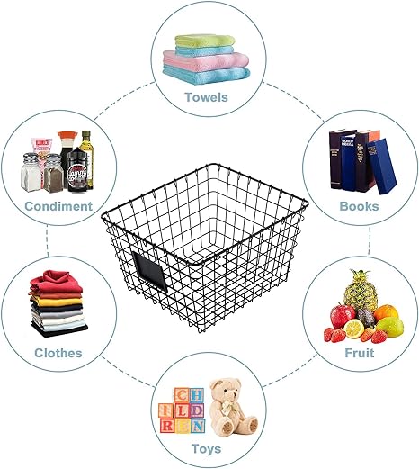 Photo 1 of 1 PC Medium Wire Storage Baskets,Wire Basket,Pantry Organization and Storage for Pantry Kitchen Shelf Laundry Cabinets Garage (Medium Black)