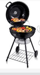 Photo 1 of 22-in Kettle Barbecue Grill & Charcoal Chimney, Joyfair Charcoal Grill for Outdoor Camping Smoking Backyard Party BBQ Cooking, Heavy Duty Smoker with Thermometer & Extra Thick Steel Starter with Clamp Black Grill+ Charcoal Chimney