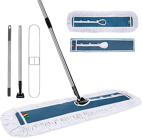 Photo 1 of 42 Inch Commercial Industrial Mop Dust Mop with 2 Pads, Commercial Mop for Dry and Wet Cleaning, Stainless Steel Handle, Heavy Duty Floor Duster Mop for Warehouse Factory Mall Garage