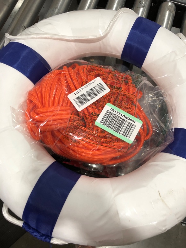 Photo 2 of 20 inch/50cm Small Diameter Swim Foam Ring Buoy Swimming Pool Safety Life Preserver with 98.4FT Water Floating Lifesaving Rope Blue w/Rope 98.4FT