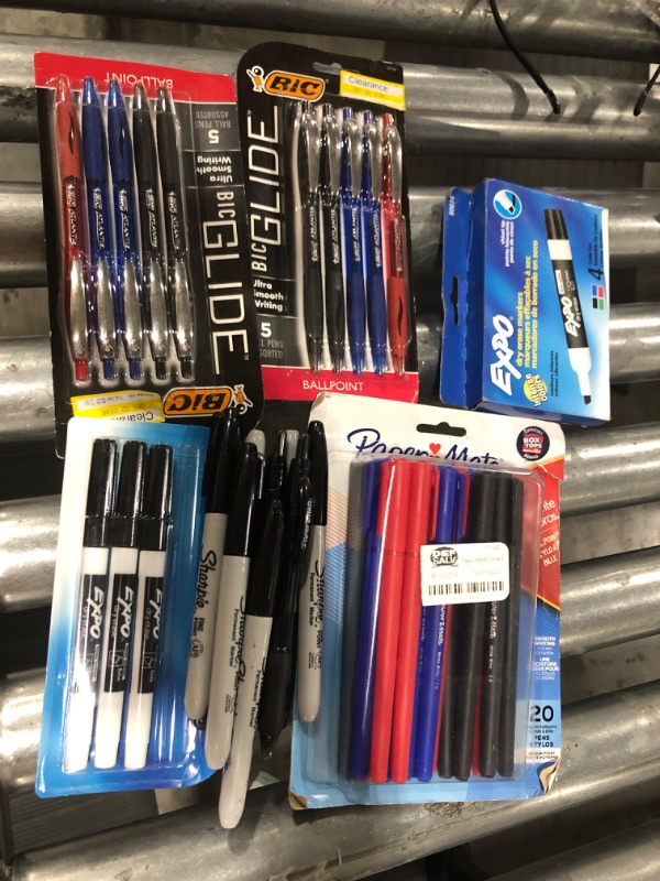 Photo 1 of EXPO Low Odor Dry Erase Markers, Ballpoint Pens and black pens 