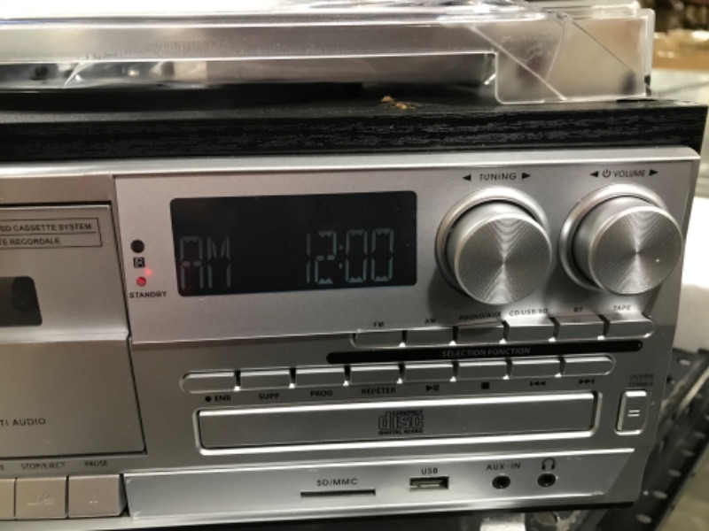 Photo 1 of Gartopvoiz Bluetooth Vinyl Record Player, 3 Speeds All in 1 LP Turntable with External Stereo Speakers, CD Player Cassette AM/FM Radio USB/SD Encoding & Playing Phonograph