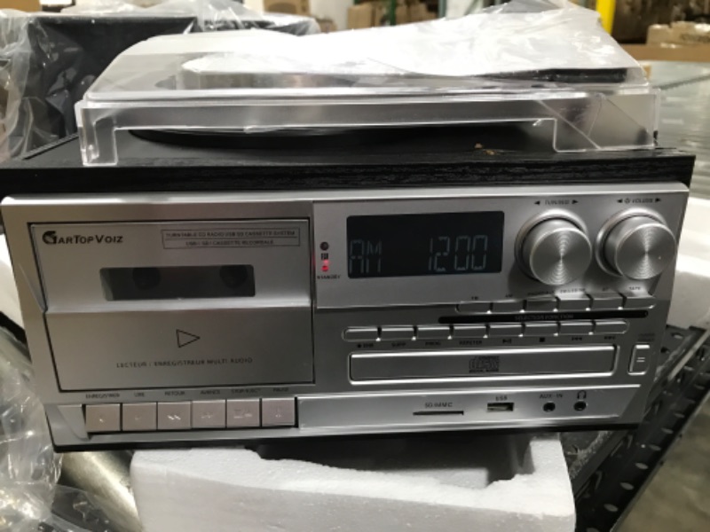 Photo 1 of Gartopvoiz Bluetooth Vinyl Record Player, 3 Speeds All in 1 LP Turntable with External Stereo Speakers, CD Player Cassette AM/FM Radio USB/SD Encoding & Playing Phonograph