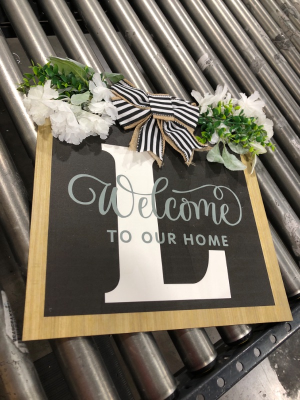 Photo 2 of 16'' Personalized Last Name Welcome Sign, Door Wreaths for Front Door Outside, Spring Wreath for Front Door Decor, Farmhouse New Home Gifts for Home (L)
