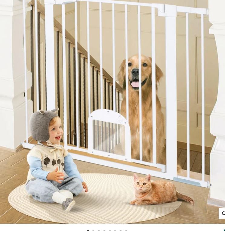 Photo 1 of Babelio 36" Tall Upgraded Baby Gate with Cat Door - Auto Close and Durable, Fits 29-43" Stairs, Doorways, and House
