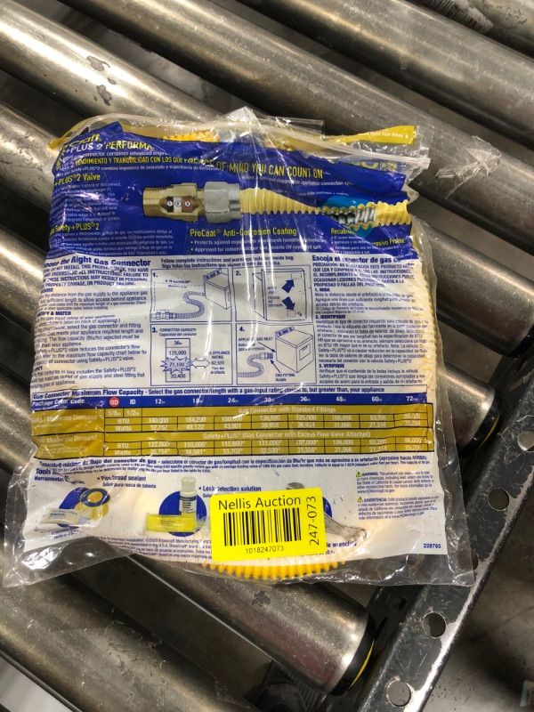 Photo 3 of 1/2 in. MIP x 1/2 in. MIP x 36 in. Gas Connector (1/2 in. OD) w/Safety+Plus2 Thermal Excess Flow Valve (71,100 BTU)