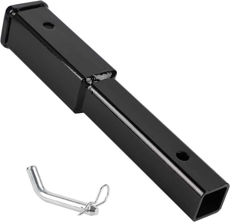 Photo 1 of  12'' Hitch Extension/Extender, Fits for 2" Receiver Tube Tow Bar Steel Shank Heavy Duty 6000 lbs, Hitch Receiver Extension with 5/8'' Pin Hole