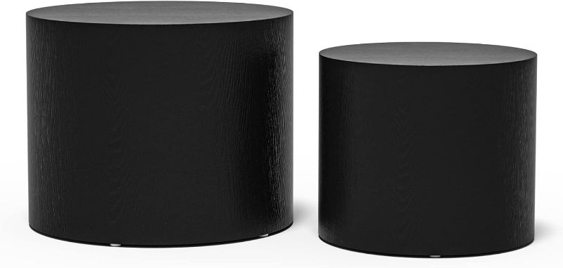 Photo 1 of 2Pcs Modern Round Table/Side Table,MDF Nesting Table,Coffee Table for Living Room Bedroom Office Apartment (Matte Black)