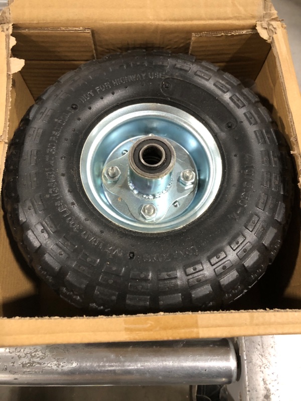 Photo 2 of 2 Pack 4.10/3.50-4" Pneumatic Air Filled Heavy-Duty Wheels/Tires,10" All Purpose Utility Wheels/Tires for Hand Truck/Gorilla Utility Cart/Garden Cart,5/8" Center Bearing,2.25" Offset Hub…