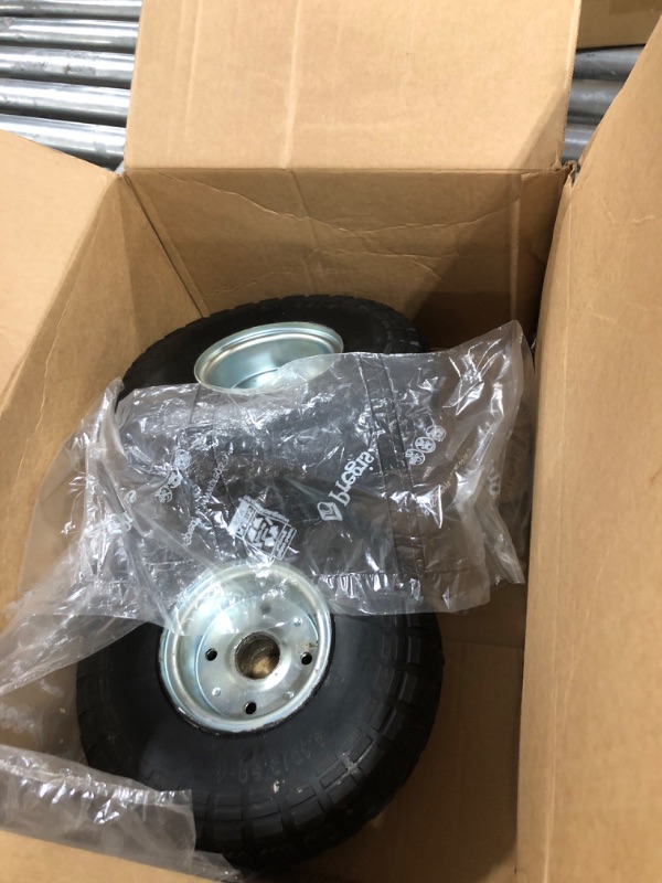 Photo 2 of 2 Pack 4.10/3.50-4" Pneumatic Air Filled Heavy-Duty Wheels/Tires,10" All Purpose Utility Wheels/Tires for Hand Truck/Gorilla Utility Cart/Garden Cart,5/8" Center Bearing,2.25" Offset Hub…