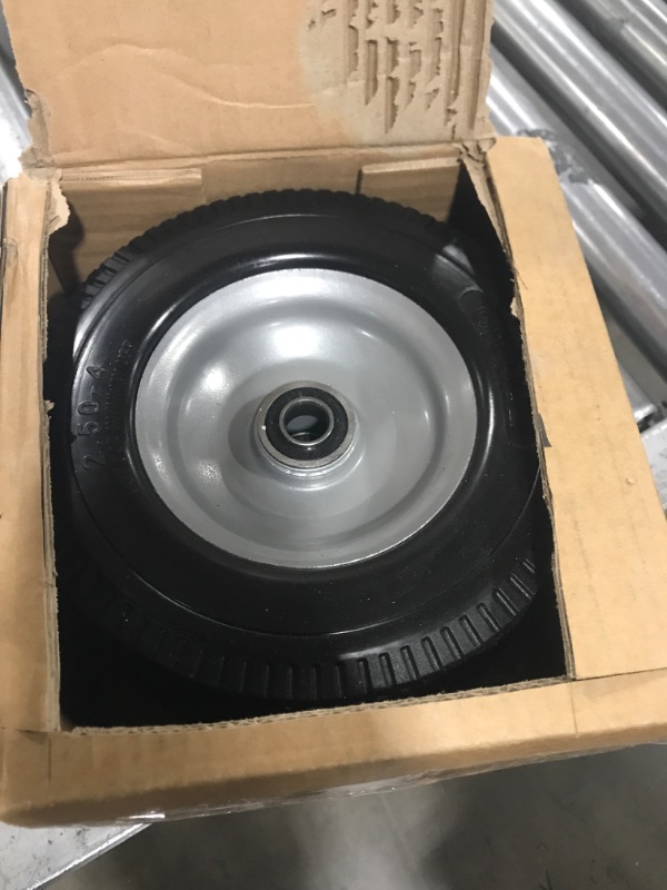 Photo 2 of  Flat-free Tire, 2.50-4 Solid Tire and Wheel, 5/8" Axle Bore Hole, 2.2" Offset Hub for Hand Truck Garden Wagon Gorilla Cart