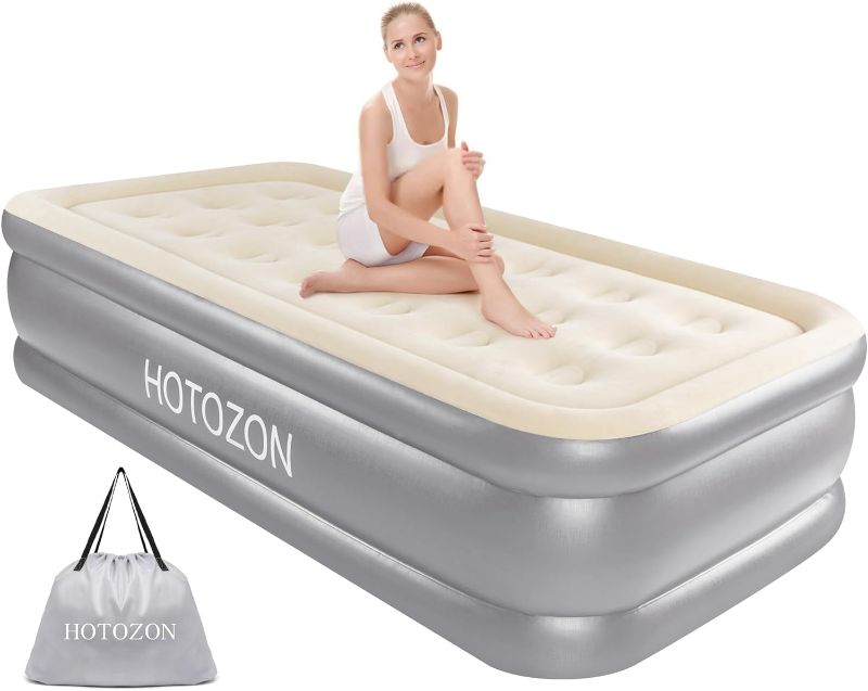 Photo 1 of 
HOTOZON Twin Air Mattress with Built-in Pump, 18" Foldable Air Bed with Carry Bag, Luxury Elevated Inflatable Air Mattresses, Blow Up Airbed for Home