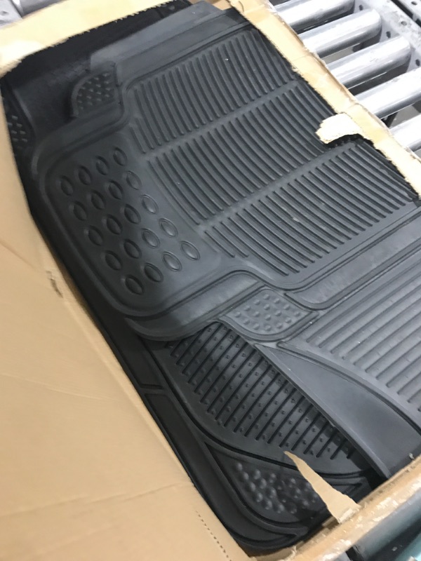 Photo 2 of Automotive Floor Mats Solid Black ClimaProof for all weather protection Universal Fit Trimmable Heavy Duty fits most Cars, SUVs, and Trucks, 3pc Full Set FH Group F11306BLACK